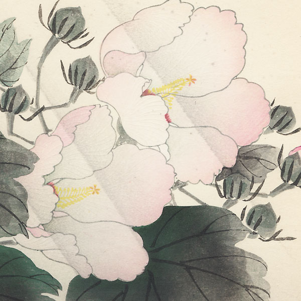 Cotton Roses in Rain by Nagamachi Chikuseki (active circa 1900)
