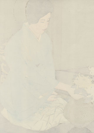Kasumi Teshigawara Arranging Chrysanthemums by Ito Shinsui (1898 - 1972)