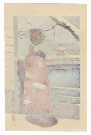 Maiko on a Snowy Day by Shin-hanga & Modern artist (not read)