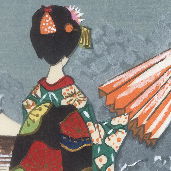 Maiko at the Silver Pavilion by Shin-hanga & Modern artist (not read)