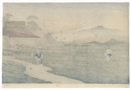 Farmer and Scarecrow with View of Mt. Fuji by Meiji era artist (unsigned)