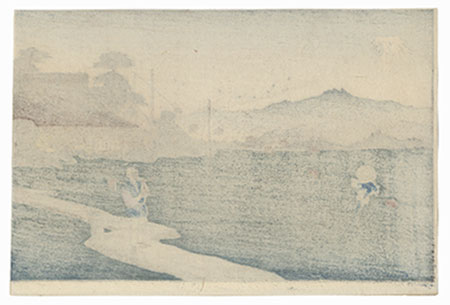 Farmer and Scarecrow with View of Mt. Fuji by Meiji era artist (unsigned)