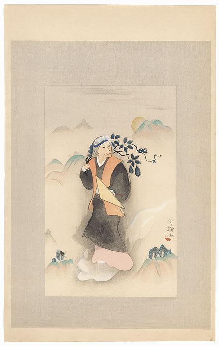 An Old Woman on the Clouds by Ogawa Usen (1868 - 1938)