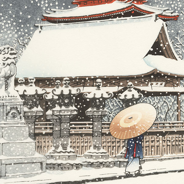 Snow at Ueno, Toshogu Shrine, 1929 by Hasui (1883 - 1957)