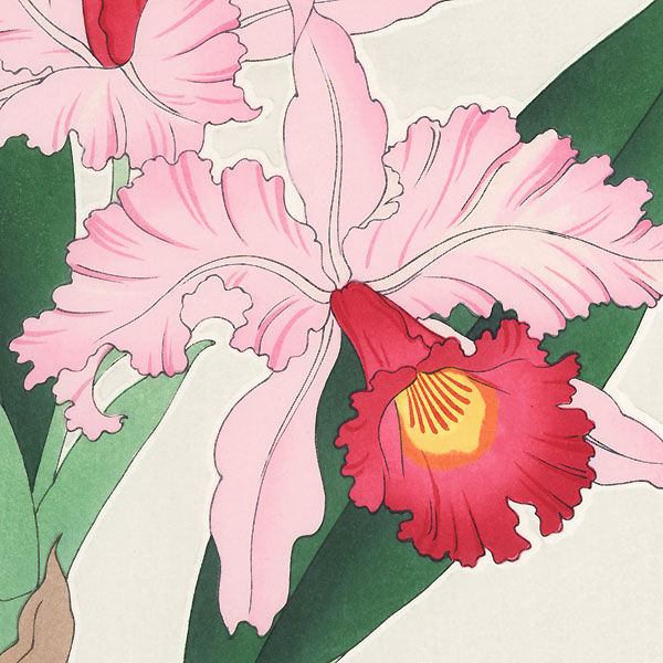 Pink Orchids by Kawarazaki Shodo (1889 - 1973)
