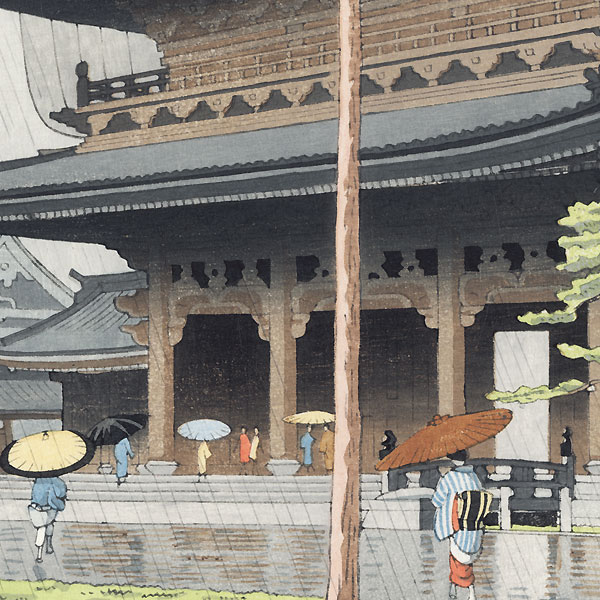 Rain in Higashi-Honganji Temple, Kyoto, 1953 by Takeji Asano (1900 - 1999)
