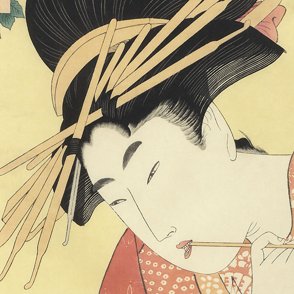 Peony: Hanaogi of the Ogiya at Edo-machi Itchome by Utamaro (1750 - 1806) 