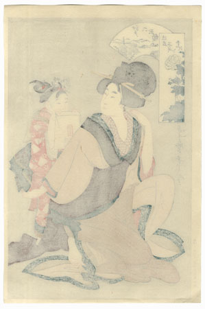 Beauty and Young Attendant by Utamaro (1750 - 1806)