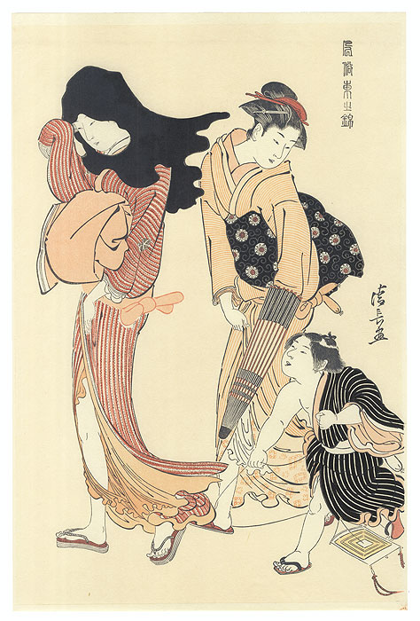 The Entangled Kite String by Kiyonaga (1752 - 1815)