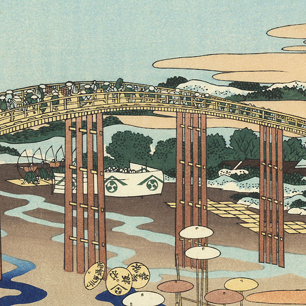 The Bridge over the Yahagi River at Okazaki by Hokusai (1760 - 1849)