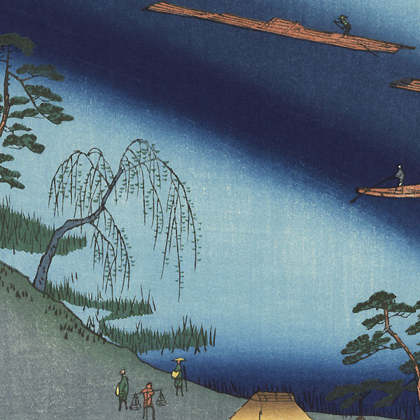 The Kawaguchi Ferry and Zenkoji Temple by Hiroshige (1797 - 1858)