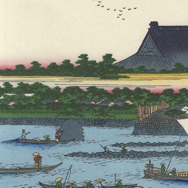 Teppozu and Tsukiji Honganji Temple by Hiroshige (1797 - 1858)
