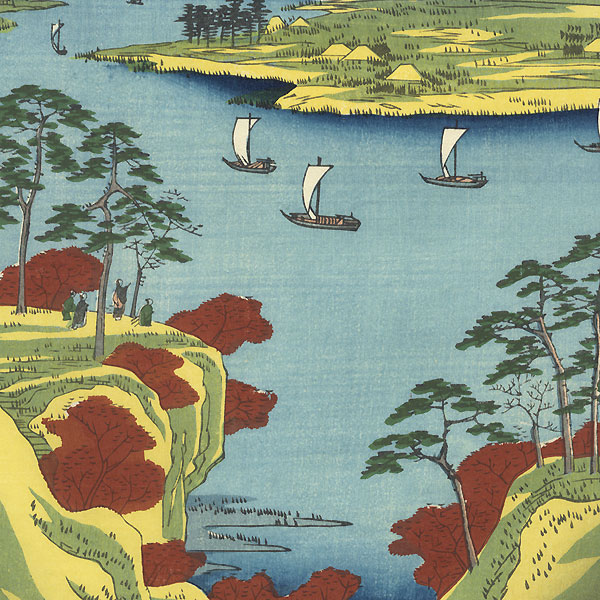 Wild Goose Hill and the Tone River by Hiroshige (1797 - 1858)