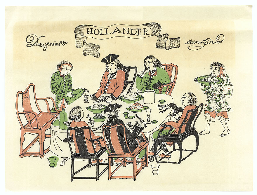 Dutch Traders Dining by Edo era artist (unsigned)