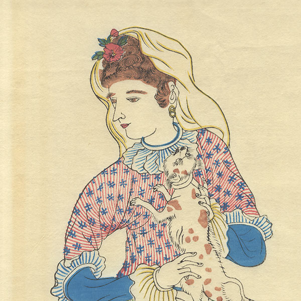 Dutch Woman Holding a Dog by Edo era artist (unsigned) 
