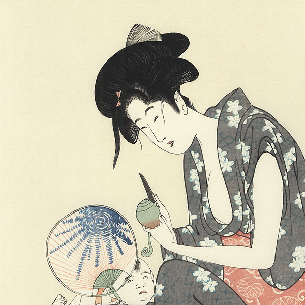 Beauty Peeling Fruit  by Utamaro (1750 - 1806)