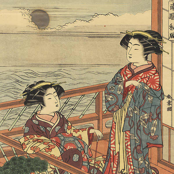 Courtesans on a Verandah by Shunsho (1726 - 1792)