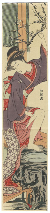 Spring Beauty Pillar Print by Koryusai (1735 - 1790) 