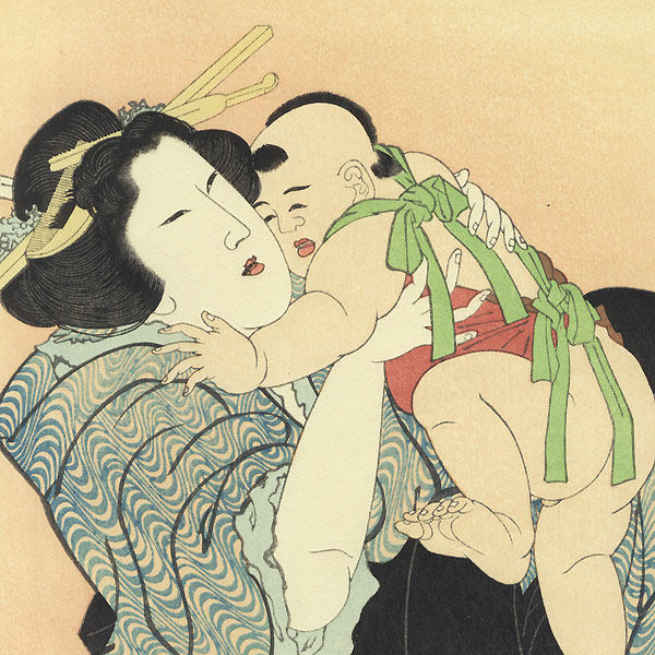 A Mother and Baby by Hokusai (1760 - 1849)