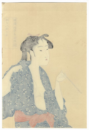 Beauty Smoking by Utamaro (1750 - 1806)