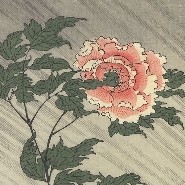 Peonies in Rain by Masayoshi (1761 - 1824)