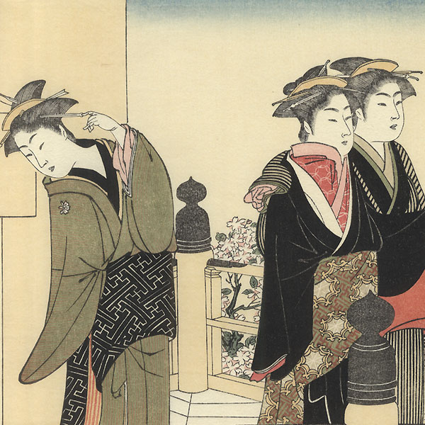 Beauties on a Verandah by Edo era artist (unsigned)