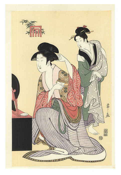 Beauty Combing Her Hair by Eishi (1756 - 1829)