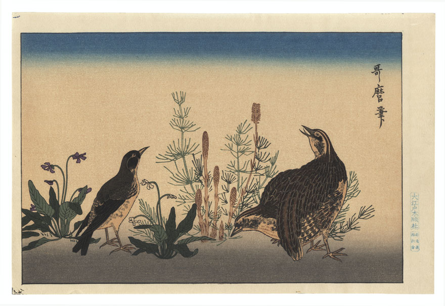 Quail and Skylark by Utamaro (1750 - 1806)
