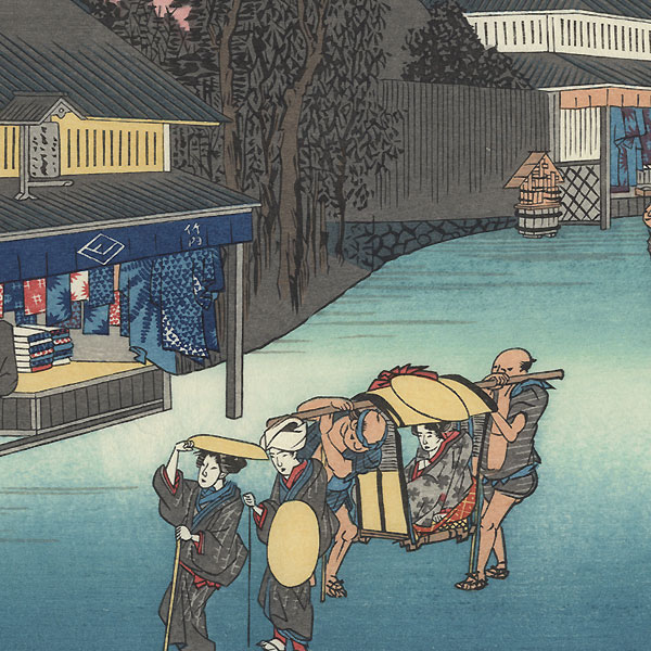 Arimatsu Tie-dyed Fabrics, a Famous Product of Narumi  by Hiroshige (1797 - 1858) 