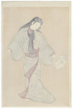 Dancing Beauty with a Fan by Edo era artist (unsigned)