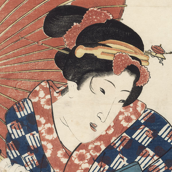 Beauty with an Umbrella Kakemono, circa 1843 - 1845 by Eisen (1790 - 1848)