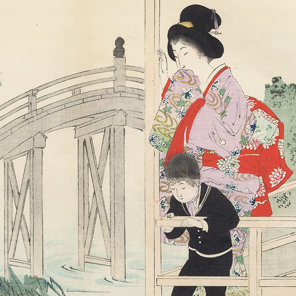 Koi and Wisteria at Kameido Shrine by Miyagawa Shuntei (1873 - 1914)