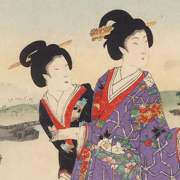Viewing Maple Leaves by Chikanobu (1838 - 1912)