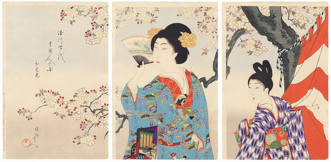 Cherry Blossom Viewing by Chikanobu (1838 - 1912)