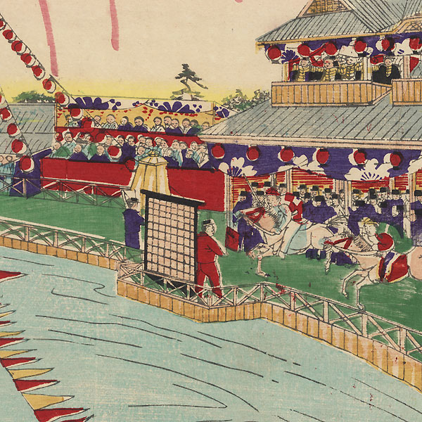 Horse Racing at Shinobazu, 1885 by Meiji era artist (not read)