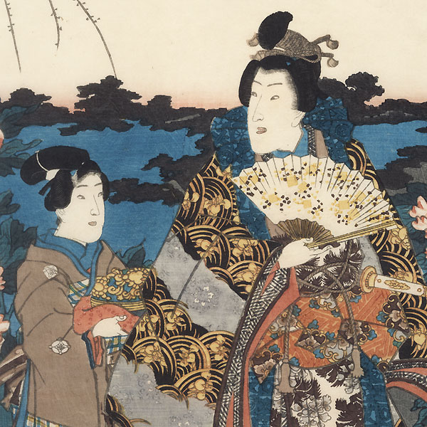 Visiting the Peony Garden, 1847 - 1852 by Toyokuni III/Kunisada (1786 - 1864)