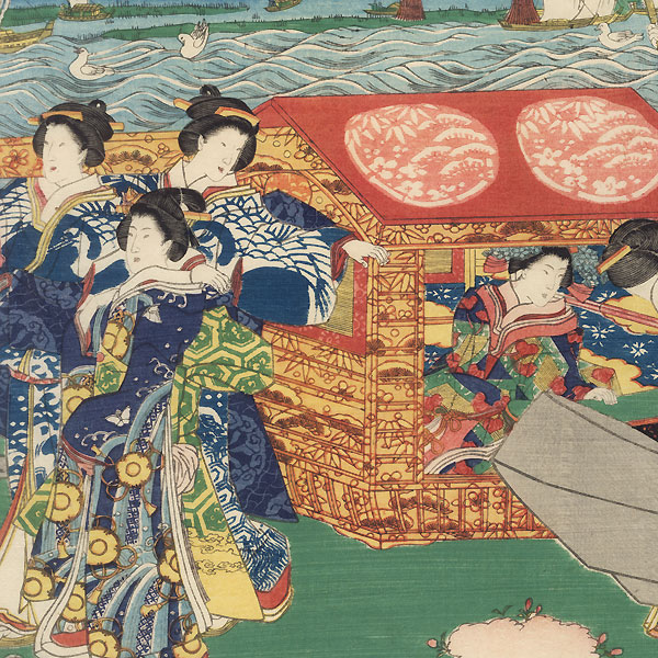 Procession of Beauties along the Sumida River at Mimeguri, 1862 by Sadahide (1807 - 1873)
