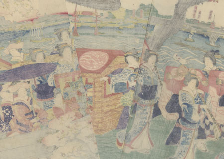Procession of Beauties along the Sumida River at Mimeguri, 1862 by Sadahide (1807 - 1873)