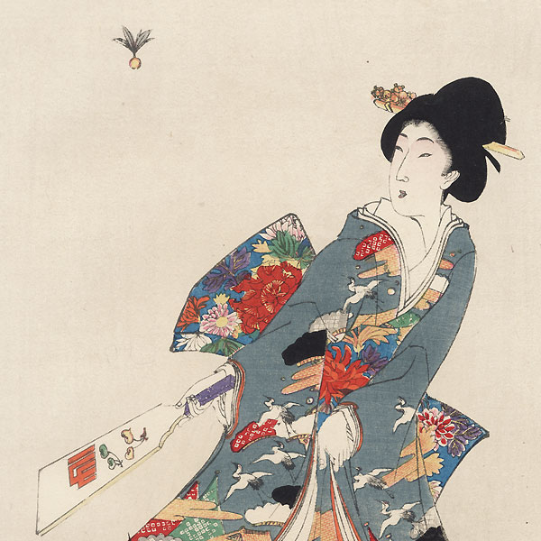 Playing Oibane, 1896 by Chikanobu (1838 - 1912)