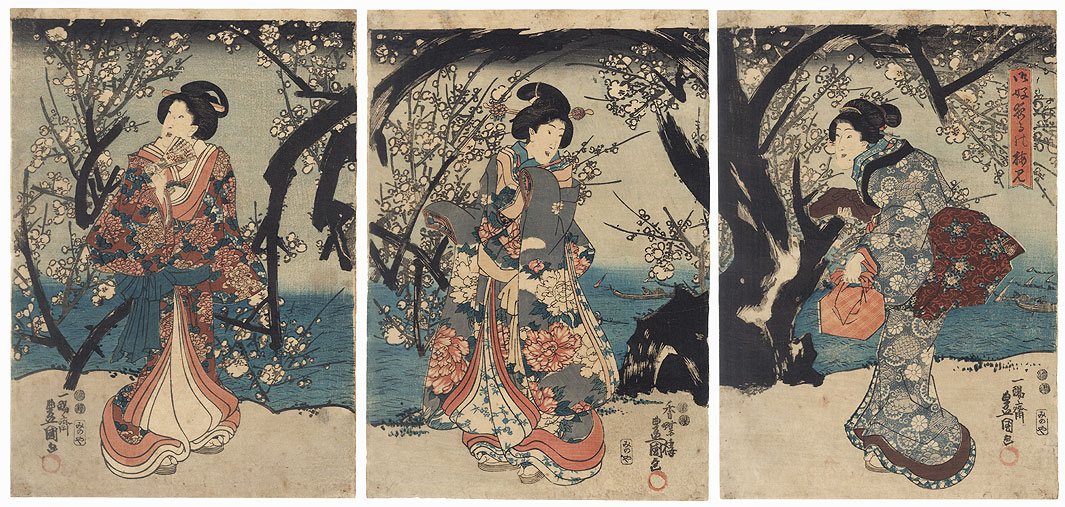 Viewing Plum Blossoms at Night, 1847 - 1852 by Kunisada II (1786 - 1864)
