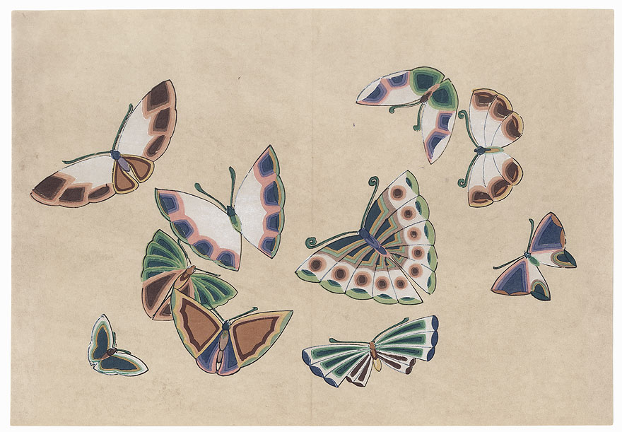 Original Sekka Butterfly Print by Kamisaka Sekka (1866 - 1942)