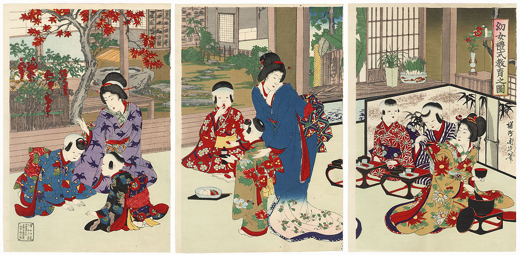 Education for Girls, 1891 by Chikanobu (1838 - 1912)