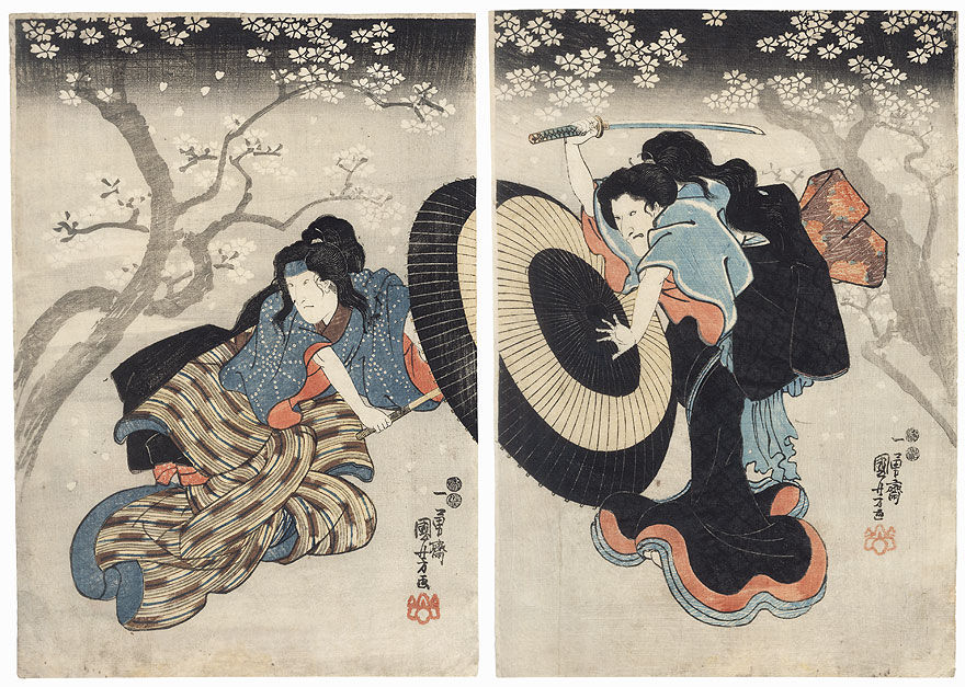 Scene from Kamakurayama sakura go-shozome, 1847 - 1852 by Kuniyoshi (1797 - 1861)