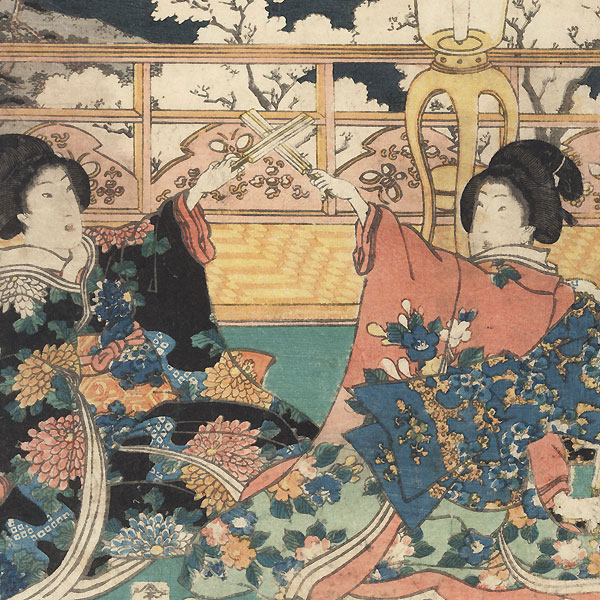 Evening Banquet for Cherry-blossom Viewing at the Rokujo Palace, 1855 by Toyokuni III/Kunisada (1786 - 1864)