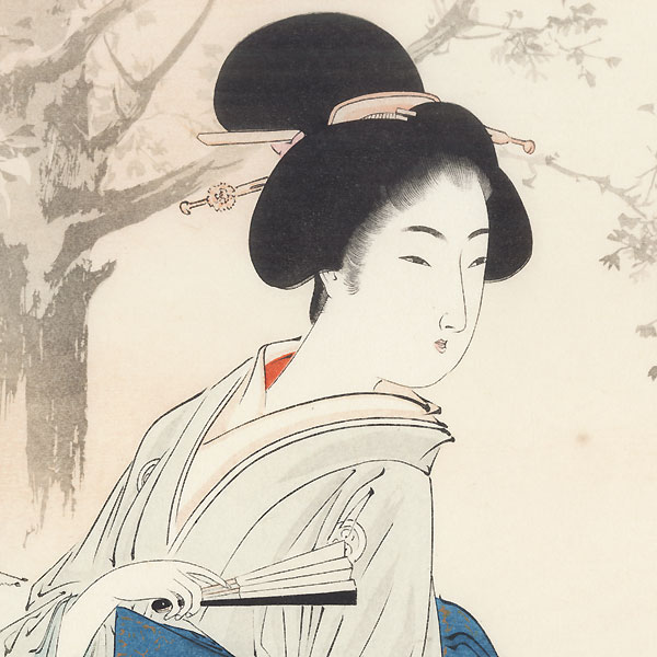 Beauty with Umbrella Kuchi-e Print by Toshikata (1866 - 1908)