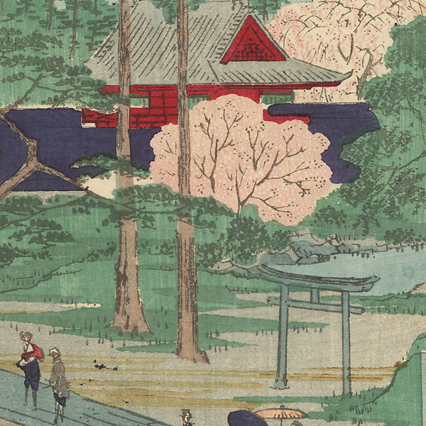 Nezu Gongen Shrine by Hiroshige II (1826 - 1869)