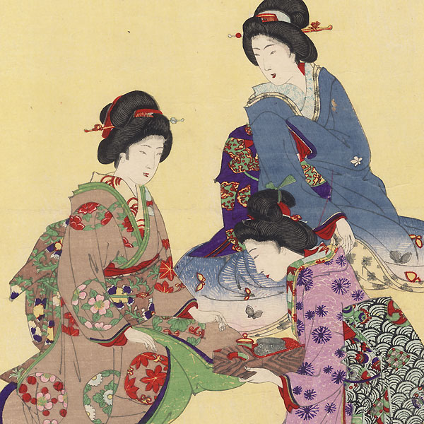 Welcoming Guests by Chikanobu (1838 - 1912)