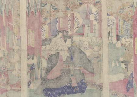 Hideyoshi Advances Prince Samboshi during a Ceremony at Daitoku-ji, circa 1869 by Yoshitoshi (1839 - 1892)