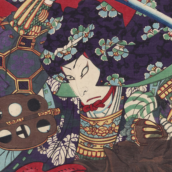 Uesugi Kenshin Attacking Takeda Shingen, 1876 by Kunichika (1835 - 1900)