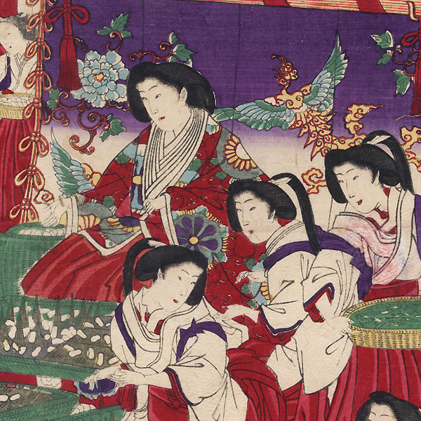 Illustration of Sericulture, 1879 by Chikanobu (1838 - 1912)